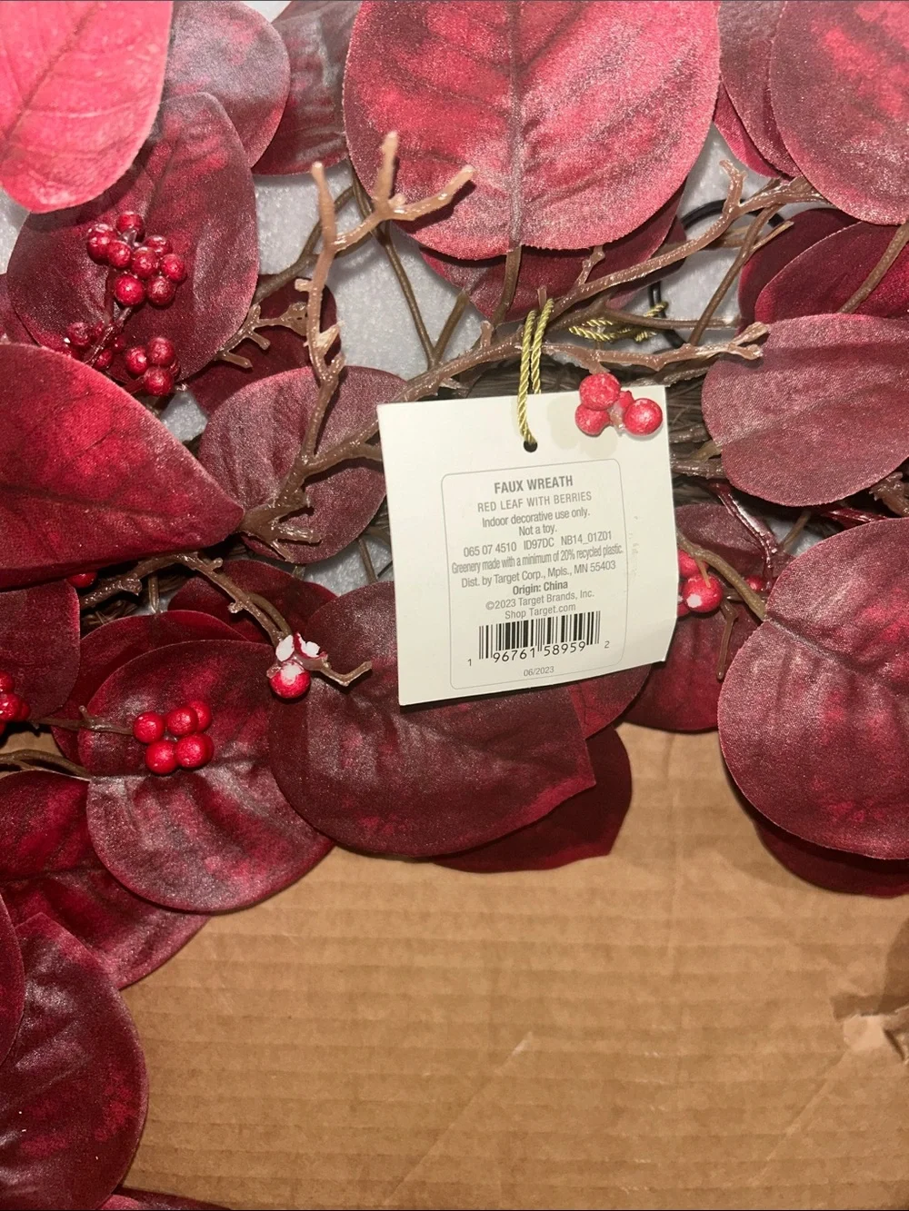Studio McGee Red Leaf with Berry Holiday Wreath